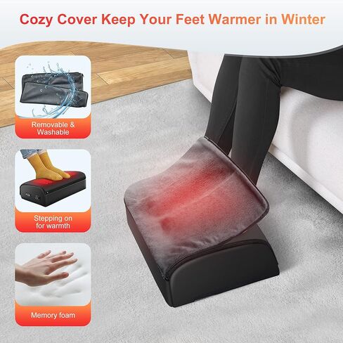 Comfier Heated Foot Rest for Under Desk at Work&Foot Warmer,Adjustable Ergonomic Foot Stand,Office Chair&Home Gaming Desk Footstool,Memory Foam Support Cushion for Back Pain Relief,Gifts for Men,Women in Kuwait
