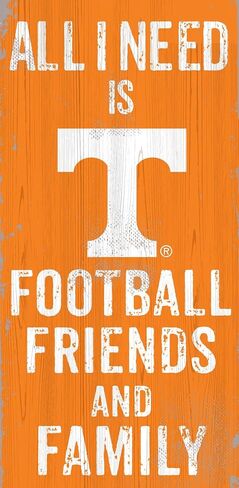 لافتة خشبية من Fan Creations Tennessee مقاس 15.24 سم × 30.48 سم كل ما أحتاجه هو كرة القدم والأصدقاء والعائلة in Saudi Arabia