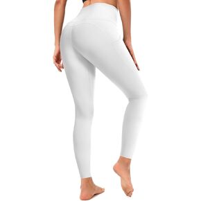 High Waisted Leggings for Women, 7/8 Full Length Buttery Soft Yoga Leggings, Tummy Control Workout Running Yoga Pants for Women with Pockets, Black, L