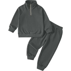 Toddler Baby Boy Clothes Fall Winter Outfits Baby Zipper Sweatshirt Jogger Pants Set Solid Color Kids Sweatsuits