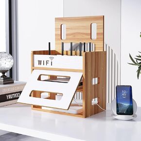 Catekro WiFi Router Storage Box, WiFi Cabinet to Hide Router and Modem, Router Cover Decorative Box for Office and Home