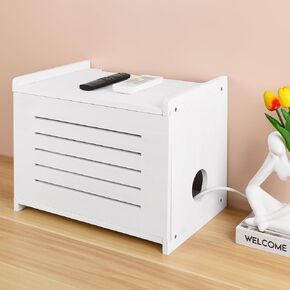 Router Shelf Projector Shelf Projector Stand Router Storage Box Modem Cable Router Cover Organized Power Strip Cable Management Hider Rack by Solid Wood Need Assembly White