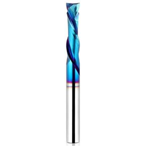 Spiral Router Bits Up Down Compression Bit 1/4 inch Cutting Diameter with Nano Blue Coated, 1/4 inch Shank Solid Carbide CNC End Mill for Wood Carving Engraver Milling Cutters