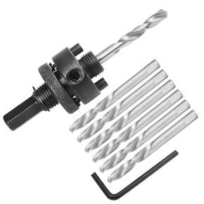 Heavy Duty Hole Saw Arbor with 5pcs Center Drill Bits, 1/2" Hex Shank Quick Change Arbor Fits 1-1/2" to 10" Hole Saws