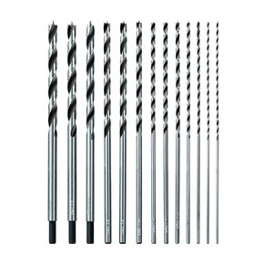 Sali 13PCS Brad Point Wood Drill Bit Set Carbon Steel Wood Drill Bit Set for Hardwood, Plywood, Plastic Round Holes in All Types of Wood Extra Long 11 Inch
