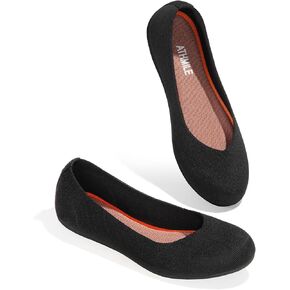 ATHMILE Women's Flat Ballet Shoes Knit Flat Shoes for Women Round Toe Slip on Women Flats for Dressy Casual Office Work Wedding Comfort Soft