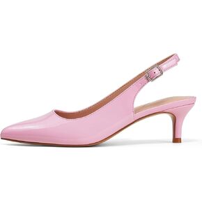 GENSHUO Low Kitten Heels Women's Slingback Dressy Pumps Pointed Closed Toe Ankle Strap Elegant Wedding Pumps Formal Comfortable Shoes