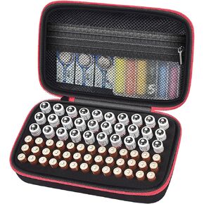 Battery Organizer Storage Holder Case Box for 69+ Batteries AA AAA C Cell 9V 3V Lithium - BT-168 (Blue, Small, No Tester Included)