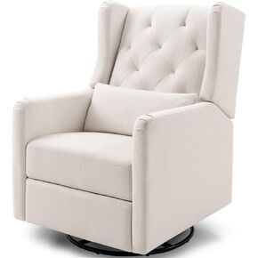 DaVinci Everly Recliner and Swivel Glider in Performance Pale Blush Pink Eco-Weave, GREENGUARD Gold Certified, Water Repellent & Stain Resistant