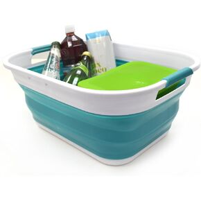 SAMMART 19.5L (5.15 gallon) Collapsible Plastic Laundry Basket - Foldable Pop Up Storage Container/Organizer - Portable Washing Tub - Space Saving Hamper/Basket (Grey) in Saudi Arabia