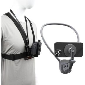 PellKing Chest Strap Mount Magnetic Neck Mount Kit for Magsafe, Hands Free Neck Phone Holder POV/Vlog Neck Mount Video Recording for iPhone 15 14 13 12 Plus Pro Max