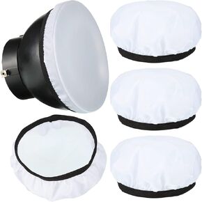 Honoson 4 Pieces Diffuser Lamp Sock Soft Diffuser Lamp Cover 7 Inches/ 18 cm Standard Cloth Diffuser Light Sock Lampshade Reflector Lamp Sock for Strobe Flash Light Speedlite (White)