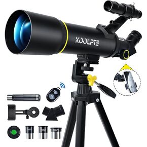 Telescope, 70mm Aperture 400mm AZ Mount Astronomical Refracting Telescope (20x-200x) for Kids & Adults, Portable Travel Telescope with Tripod Phone Adapter, Remote Control, Easy to Use, Black