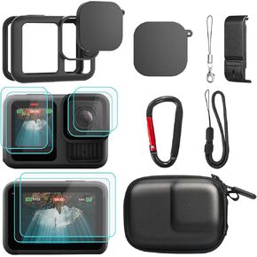 MYAKON Accessories for Gopro Hero 13 Black, Silicone Sleeve Case, Mini Carrying Case, Battery Door Cover, Lens Screen Protectors, Lens Caps for Go Pro Hero 13 Black Accessory Kit