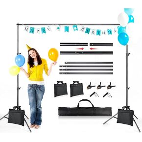 Backdrop Stand 6.5x10ft, Photo Video Studio Adjustable Backdrop Stand for Parties, Wedding, Photography, Advertising Display