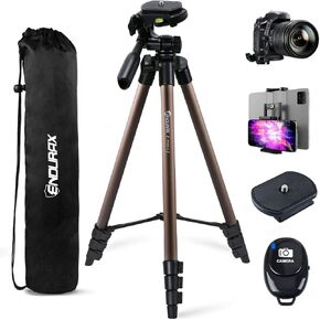 Endurax 60'' Camera Tripod Camera Stand for Canon Rebel Eos Nikon DSLR, Travel Tripods for Phone Tablet with Remote Black | Tripod Stand for Canon/Nikon/Sony DSLR；360° Pan head, Quick-Release & Bubble Level；Lightweight Aluminum with Carry Bag in Saudi Arabia