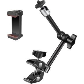 22"/57cm Adjustable Magic Arm with Super Clamp Camera Mount, Articulating Arm Friction Magic Arm Camera Mount Clamp with 1/4" Thread for LED Light Microphone Video Rig Tripod