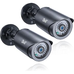 BNT Dummy Fake Security Camera, with One Red LED Light at Night, for Home and Businesses Security Indoor/Outdoor (2 Pack, White)