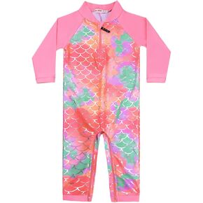 بدلة سباحة WeVSwe للفتيات الصغيرات للحماية من الطفح الجلدي للحماية من الشمس، ملابس شاطئ بسحاب، مقاس 0-3 سنوات in Kuwait