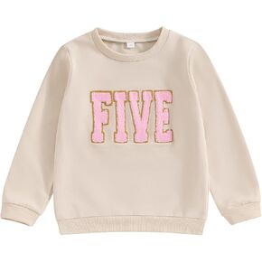 Lamuusaa Toddler Baby Girl Boy Birthday Outfit One/Two/Three/Four/Five/Six Embroidery Sweatshirt Shirts Birthday Gift