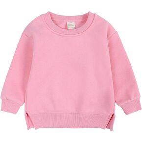 Toddler Baby Boy Girl Fleece Pullover Sweatshirt Solid Color Crewneck Blouse Shirt Tops Warm Fall Winter Clothes