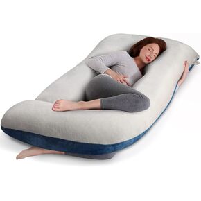 cauzyart Pregnancy Maternity Pillows for Sleeping 55 Inches U-Shape Full Body Pillow Support - for Back, Hips, Legs, Belly for Pregnant Women with Removable Washable Velvet Cover