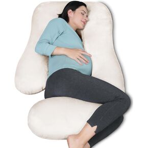 MOON PARK Pregnancy Pillows for Sleeping - U Shaped Full Body Maternity Pillow with Removable Cover - Support for Back, Legs, Belly, HIPS - 57 Inch Pregnancy Pillow for Women - Grey