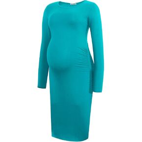 Smallshow Women's Long Sleeve Maternity Dress Ruched Pregnancy Clothes