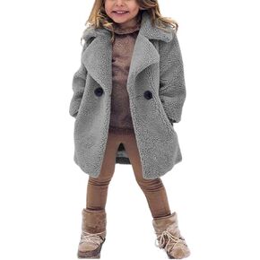 rrhss Baby Girls Faux Fur Teddy Long Coat Tollder Kids Winter Fleece Jacket Warm Outwear Clothes