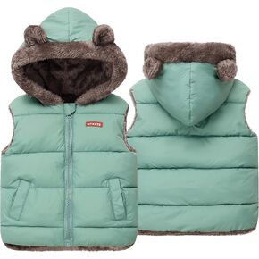 Happy Cherry Toddler Kids Puffer Hooded Vest Down Fleece Lined Jacket Windproof Coat for Winter Fall Spring