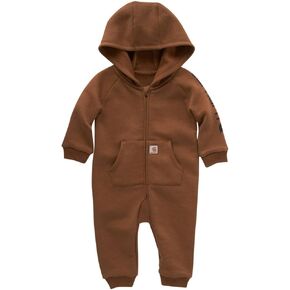Carhartt Boys Long-Sleeve Zip-Front Hooded Coverall, Carhartt Brown Solid, 6 Months