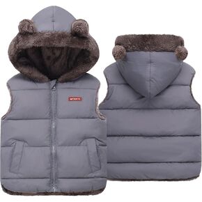 Happy Cherry Toddler Kids Puffer Hooded Vest Down Fleece Lined Jacket Windproof Coat for Winter Fall Spring