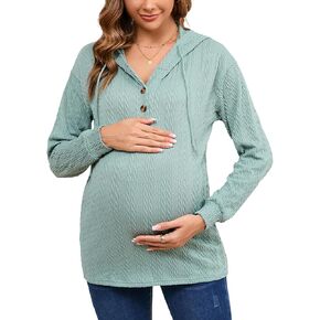 Women's Nursing Tops Hoodie Sweatshirt Button Long Sleeve Breastfeeding Shirts Maternity Tunic Pregnancy Tops