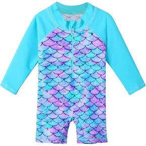 XFGIRLS Baby/Toddler Girls Swimsuit Long Sleeve One-Piece Bathing Suit Rash Guard