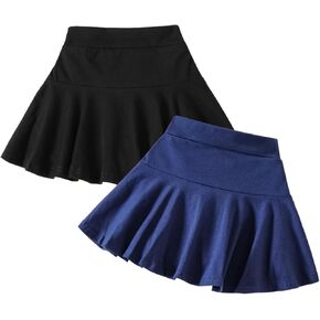 Neutocd Toddler Baby Girls Skirts Skorts Elastic Flared Plain Pleated Skirts for Girls Kids Casual Stretch Waist Skater Skirt