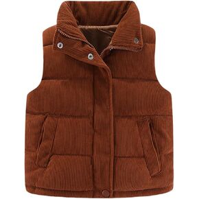 Happy Cherry Corduroy Vest for Toddler Baby Sleeveless Winter Jacket Stand Collar Thick Warm Coat 1-10Y