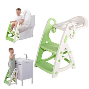 Potty Training Seat & Toddler Step Stool, Ultimate Stability Toddler Toilet Seat, Adjustable Step & Seat Height Potty Seats for Toddlers Boys Girls(Grey)