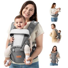 besrey Baby Carrier with Hip Seat Newborn to Toddler, 7-45lb, Summer Mesh Infant Carrier, Baby Body Holder with Back Support, Kangaroo Carrier, Front Facing Men Chest Carrier, Mom Dad Backpack Carrier