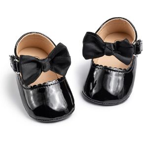Meckior Infant Baby Girls Boys Handmade Princess Flats Toddler First Walkers Soft PU Leather Non-Slip Crib Wedding Dress Shoes
