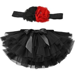 Exegawe Baby Girls Tutu Skirt with Headband, Toddler Girls Tulle with Diaper Cover Birthday Party Dress