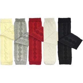 allydrew 5 Pack Cable Knit Baby Leg Warmers & Toddler Leg Warmers, Beige, Gray, Red, White, Black