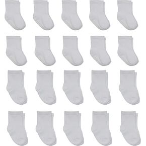 Little Me 20-Pack Newborn Baby Infant & Toddler Unisex Socks, 0-12/12-24 Months, Assorted Size Pack, White