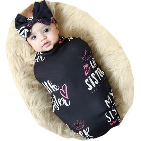 Galabloomer Receiving Blanket Headband Set Flower Print Baby Swaddle Receiving Blankets… (Navy Blue Rose) in Kuwait