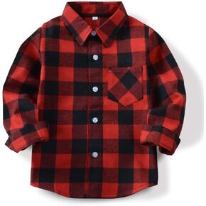 Men & Boy Button Down Shirt Kid Flannel Shirt Toddler Buffalo Plaid Shirt Boys Western Shirts Long Sleeve Father Son Shirt