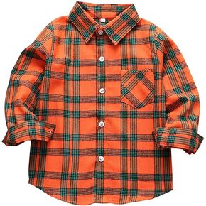 الرجال والصبي زر أسفل قميص طفل قميص من قماش فلانل طفل الجاموس منقوشة قميص الأولاد القمصان الغربية طويلة الأكمام الأب الابن قميص in Kuwait