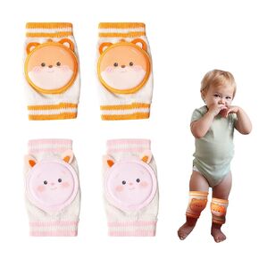 2 Pairs Baby Knee Pads for Crawling, Baby Knee Protectors Breathable Crawling Knee Pads with Sponge Pad, Anti-Slip Knee Pads Leg Warmers Protective Cover for Unisex Babies Infant Toddler