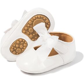 KIDSUN Infant Baby Girls Mary Jane Shoes Non-Slip Rubber Sole Ballet Slippers Princess Dress Wedding Shoes Newborn Crib Shoes First Walkers Shoes