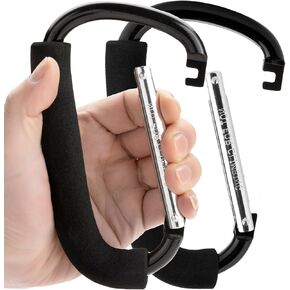 Funbliss Stroller Hooks, 6.3" Large Stroller Clip,Large Carabiner,2 Pack Stroller Hooks for Hanging Bags and Shopping, Stroller Accessories for Mommy
