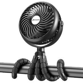 AMACOOL Baby Stroller Fan 20H Work Time Battery Powered Clip on Fan with Flexible Tripod for Car Seat Crib Bike Treadmill Umbrella Wheelchairs