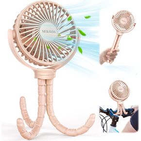 Baby Stroller Fan, Mini Portable Personal Handheld Fan,Clip on Fan with Flexible Tripod, USB Rechargeable Cooling Desk Fan for Travel, Car Seat, Camping, Bedroom(Black)